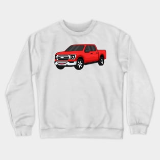 Cute red pickup truck cartoon illustration Crewneck Sweatshirt